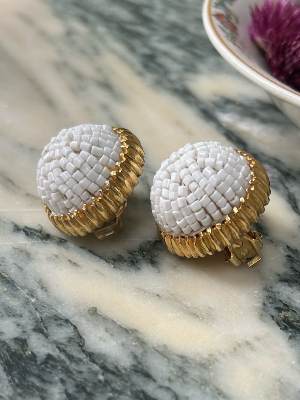 Hobe Glass Bead Dome Earrings - Picture 2 of 3